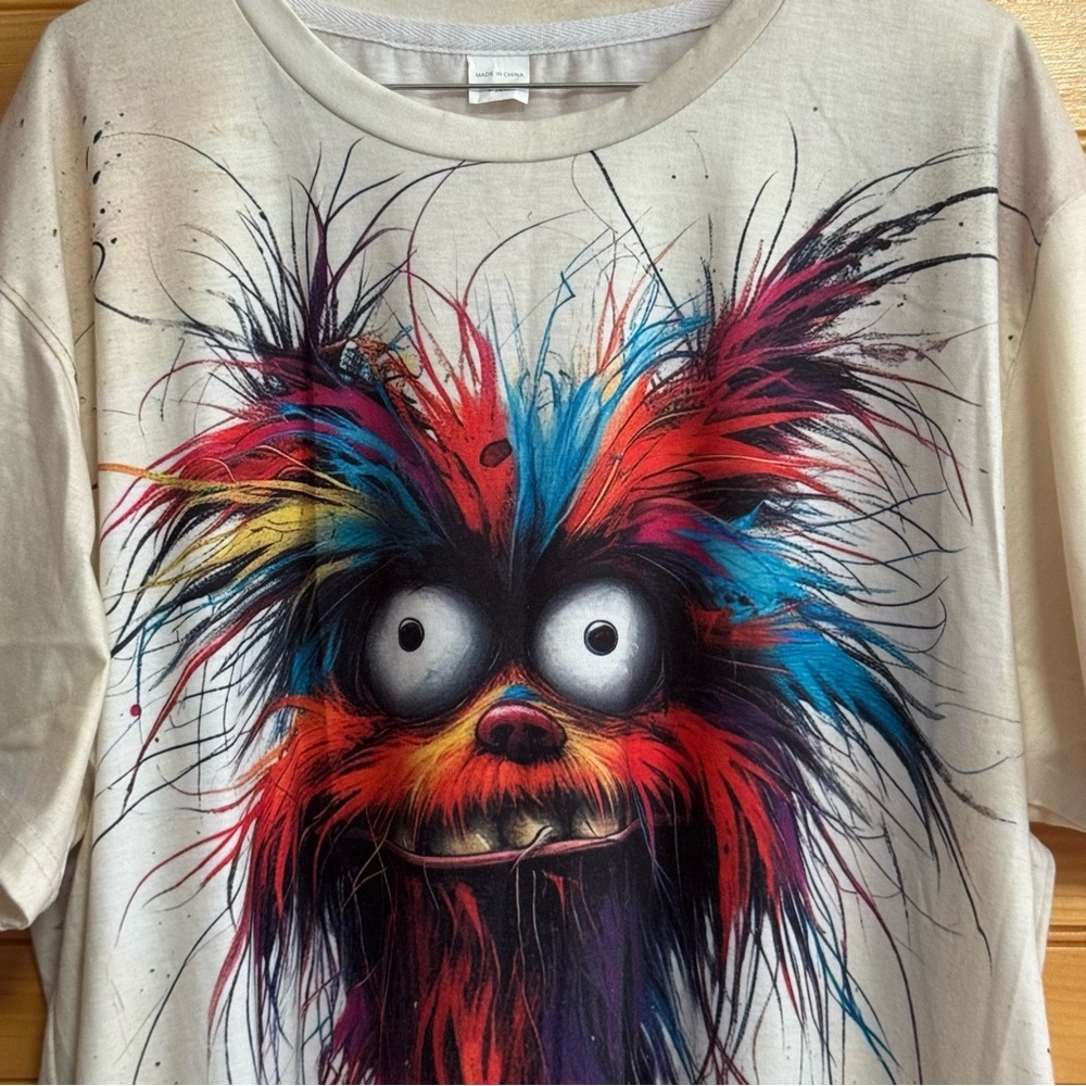 Casual Colorful Monster Graphic T-Shirt 3XL - Picture 2 of 4